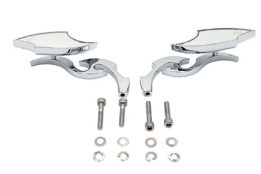 Wyatt Gatling Lucifer Mirror Set Billet with Scroll Stem for Harley Davidson by Wyatt Gatling