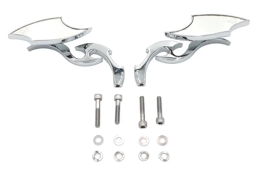 Wyatt Gatling Lucifer Mirror Set Billet with Scroll Stem for Harley Davidson by Wyatt Gatling