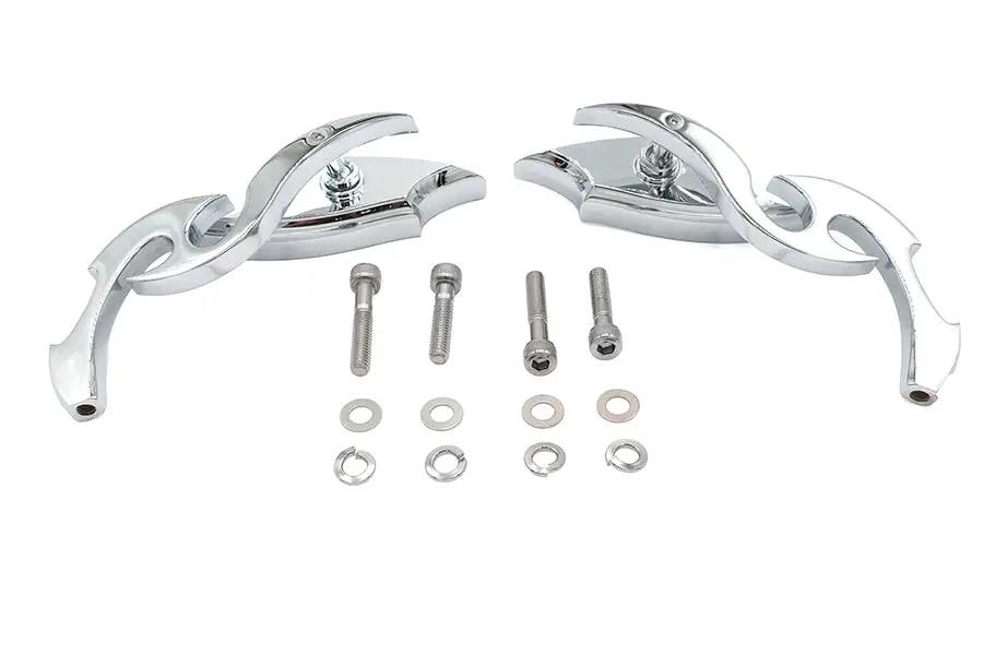 Wyatt Gatling Lucifer Mirror Set Billet with Scroll Stem for Harley Davidson by Wyatt Gatling