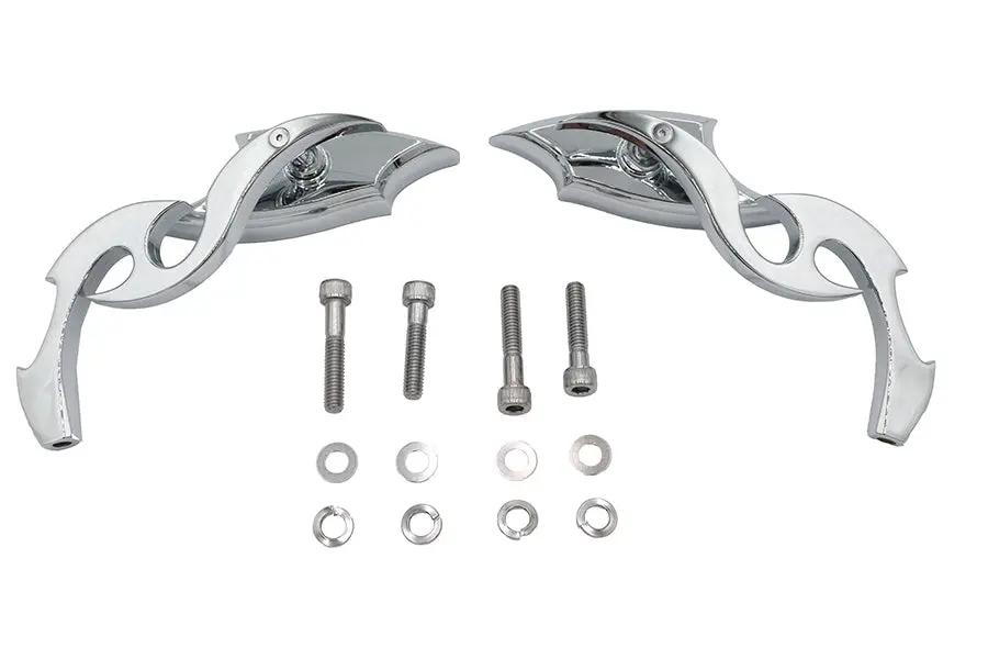 Wyatt Gatling Lucifer Mirror Set Billet with Scroll Stem for Harley Davidson by Wyatt Gatling