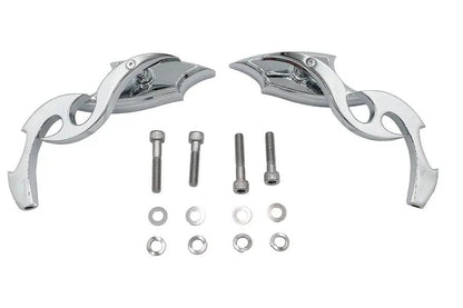 Wyatt Gatling Lucifer Mirror Set Billet with Scroll Stem for Harley Davidson by Wyatt Gatling