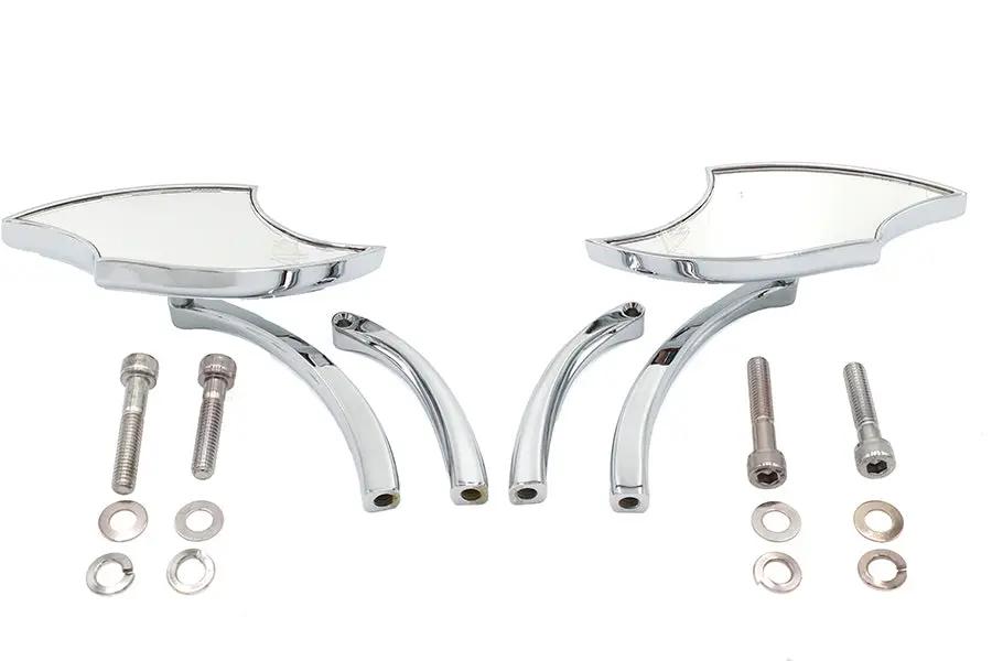 Wyatt Gatling Lucifer Mirror Set Billet with Curve Stem for Harley Davidson by Wyatt Gatling
