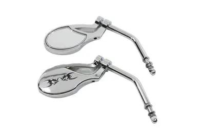 Wyatt Gatling M60-6323 Chrome Billet Oval Mirror Set with Tribal Design for Harley Davidson (1965-1974) by Wyatt Gatling