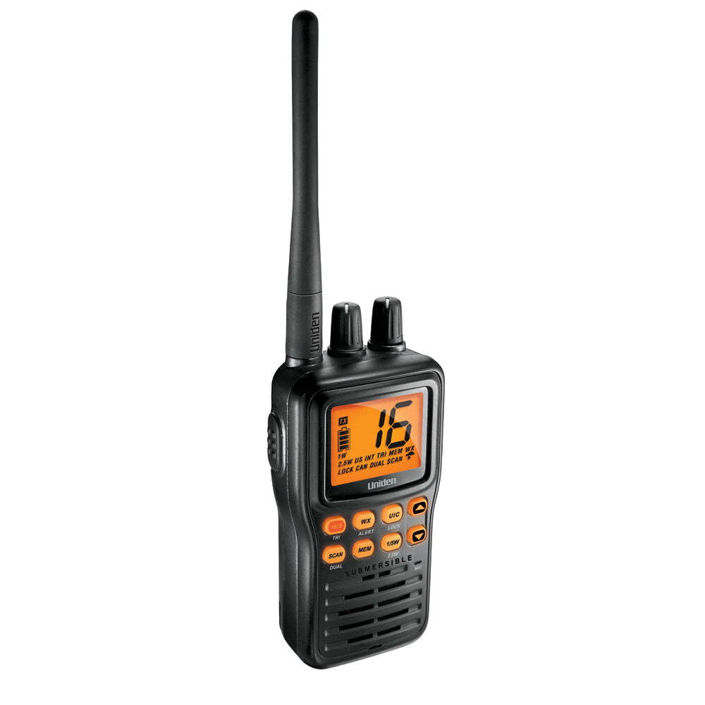 Uniden MHS75 Handheld Marine VHF Radio with Li-Ion Battery and Rapid Charger