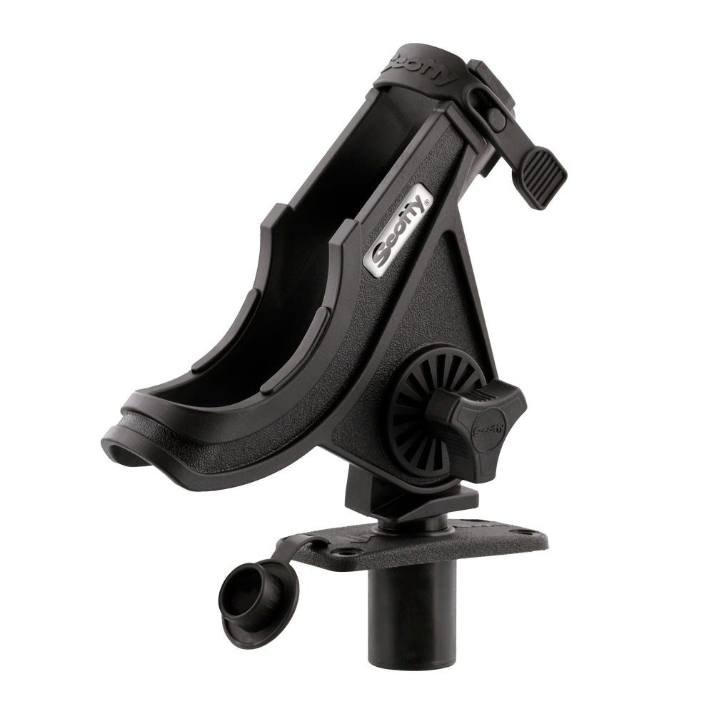 Scotty 281 Bait Caster and Spinning Rod Holder with Flush Deck Mount in Black