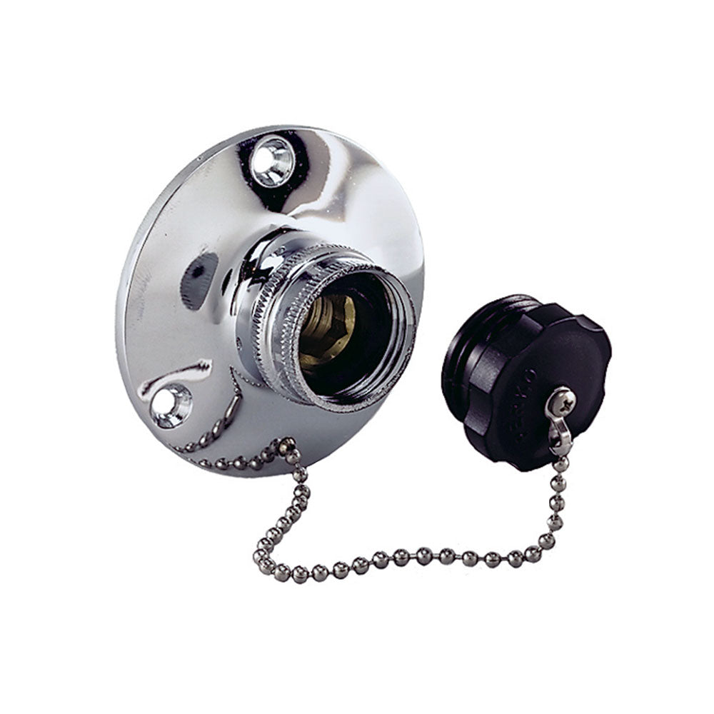 Perko Water Inlet Fitting with Plug, 1/2 inch Female Swivel Hose Connector - Model 0499DP0CHR