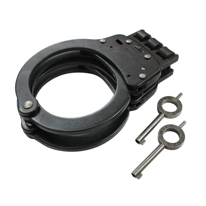 Smith & Wesson Hinged Handcuffs Model 10064 – Durable Black Metal Restraints with Double Lock Feature