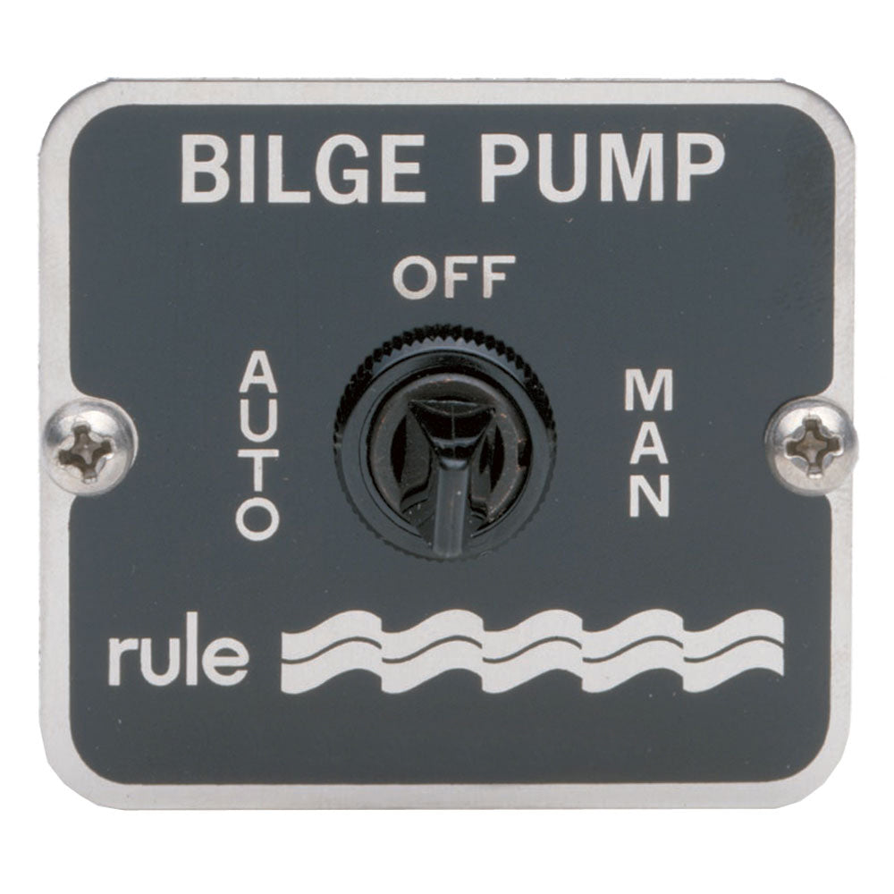 Rule 3-Way Panel Switch with Fail-Safe Spring Return and Black Stainless Steel Panel