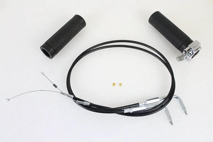 V-Twin Twist Grip Kit with Black Cables for Harley Davidson FX and XL Models by V-Twin