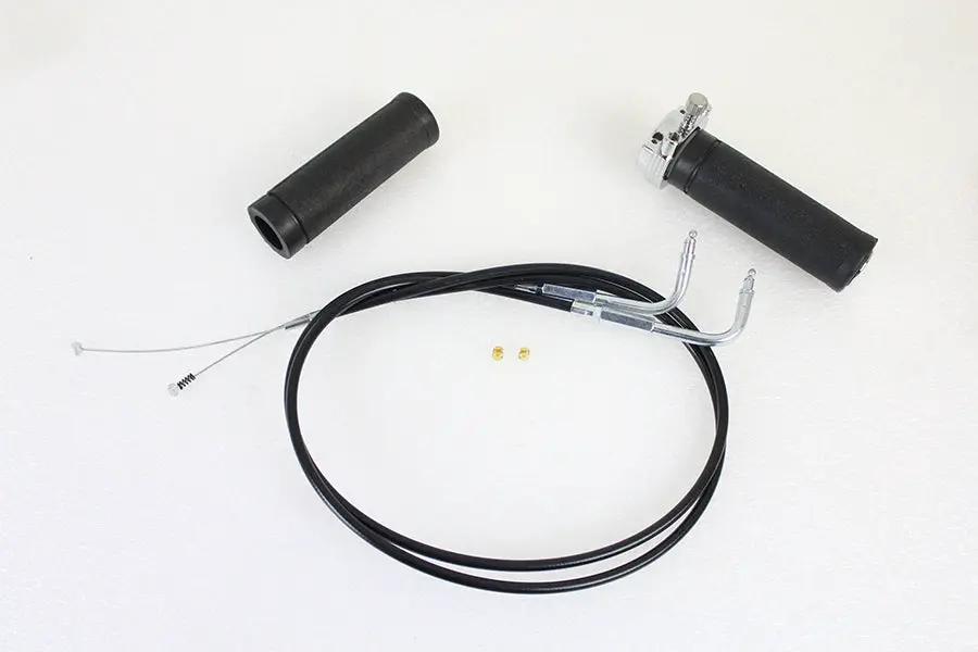 V-Twin Twist Grip Kit with Black Cables for Harley Davidson FX and XL Models by V-Twin