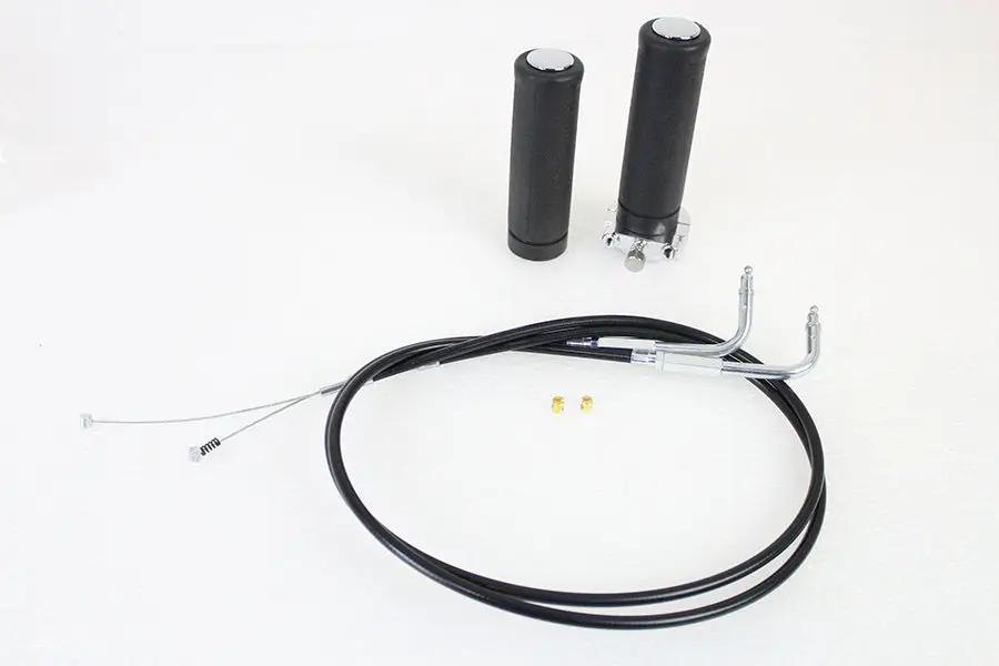 V-Twin Twist Grip Kit with Black Cables for Harley Davidson FX and XL Models by V-Twin