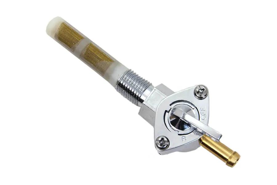 Sifton Chrome Petcock with Straight Outlet for Gas Tanks – 1/4 inch NPT Thread and 5/16 inch Fuel Barb by Sifton