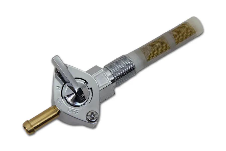 Sifton Chrome Petcock with Straight Outlet for Gas Tanks – 1/4 inch NPT Thread and 5/16 inch Fuel Barb by Sifton