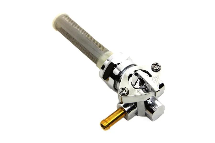 V-Twin Chrome Petcock with Nut and 90° Left Outlet for Harley Davidson FL (Part #03-0040L) by V-Twin
