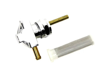 V-Twin Chrome Petcock with Nut and 90° Left Outlet for Harley Davidson FL (Part #03-0040L) by V-Twin
