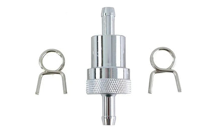 V-Twin Alloy Chrome Fuel Filter with Replaceable Brass Basket - 5/16 Inch by V-Twin