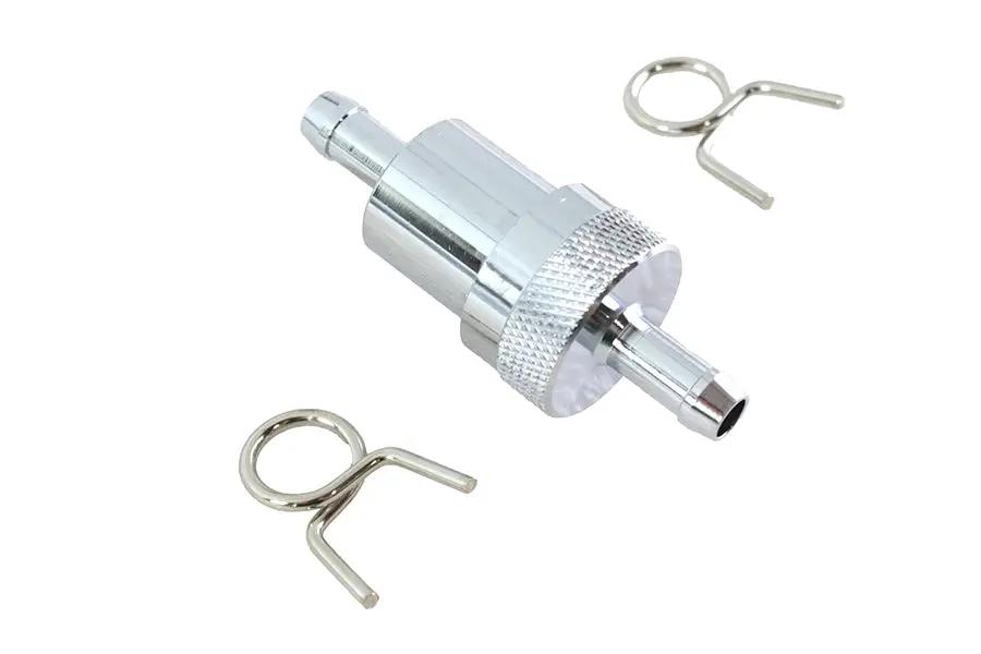 V-Twin Alloy Chrome Fuel Filter with Replaceable Brass Basket - 5/16 Inch by V-Twin