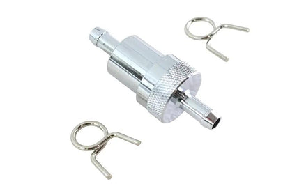 V-Twin Alloy Chrome Fuel Filter with Replaceable Brass Basket - 5/16 Inch by V-Twin