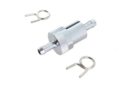 V-Twin Alloy Chrome Fuel Filter with Replaceable Brass Basket - 5/16 Inch by V-Twin