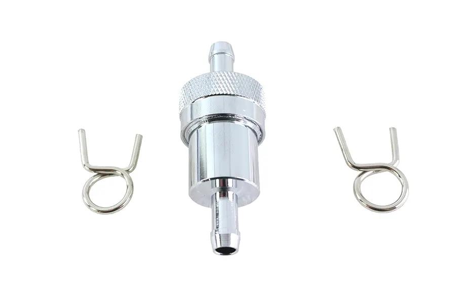 V-Twin Alloy Chrome Fuel Filter with Replaceable Brass Basket - 5/16 Inch by V-Twin