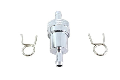 V-Twin Alloy Chrome Fuel Filter with Replaceable Brass Basket - 5/16 Inch by V-Twin