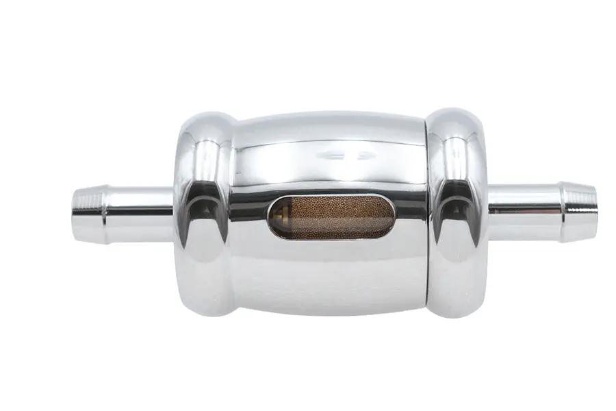 V-Twin Chrome Billet Radius Style Fuel Filter for 5/16 Inch Hose - Durable and Stylish Performance by V-Twin