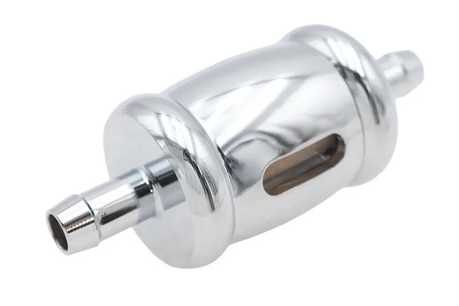 V-Twin Chrome Billet Radius Style Fuel Filter for 5/16 Inch Hose - Durable and Stylish Performance by V-Twin