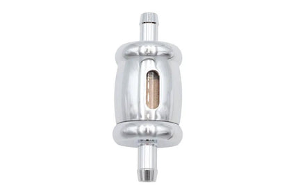 V-Twin Chrome Billet Radius Style Fuel Filter for 5/16 Inch Hose - Durable and Stylish Performance by V-Twin