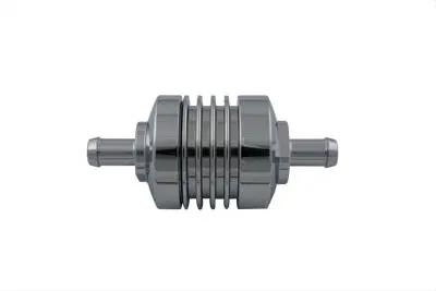 V-Twin Chrome Billet Fuel Filter for 5/16 Inch Fuel Line - High Flow Design by V-Twin