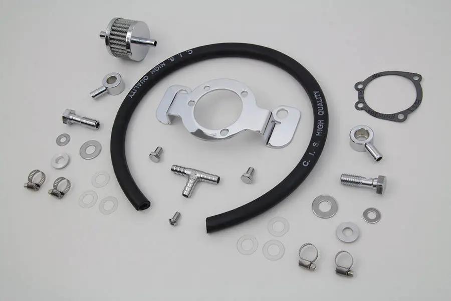 V-Twin Crankcase Breather and Bracket Kit for Harley Davidson XL (2007-2016) - Part E14-0176 by V-Twin