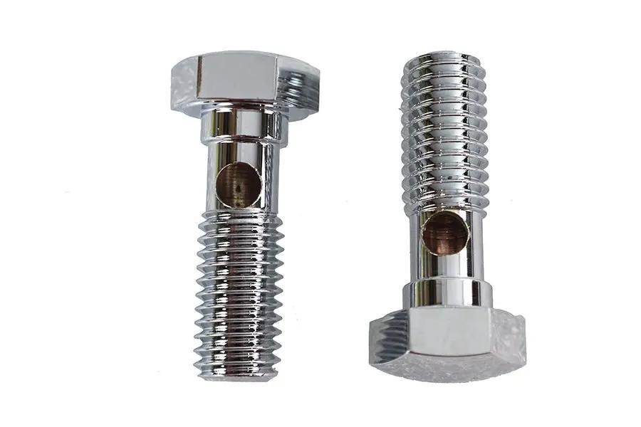 V-Twin Breather Banjo Bolt Set Chrome for Harley Davidson FXST & FLST Models by V-Twin