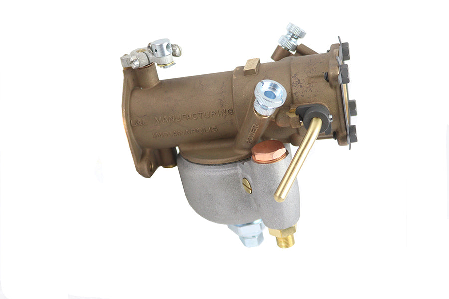 Motorshop Replica Indian Chief Linkert Carburetor Assembly with Large Capacity Bean Pot Bowl and Complete Fittings