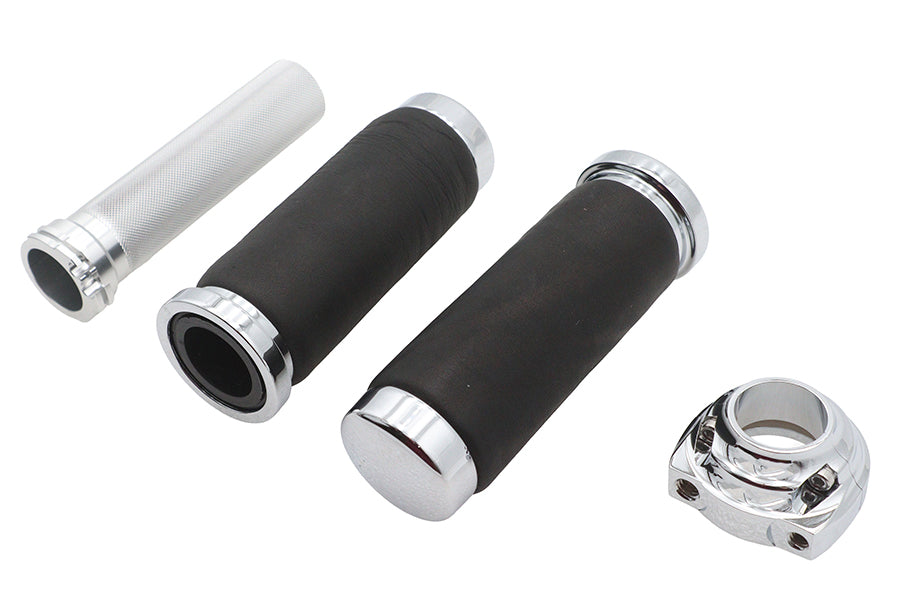 Ultima Twist Grip Assembly Chrome for Harley Davidson - Fits 1974-2008 Models