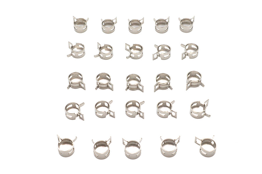 V-Twin Nickel Plated Oil Line Hose Clamp, 1/4 Inch Fuel or Oil Line (Part T03-6235-25)