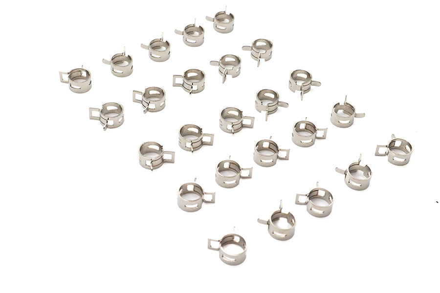 V-Twin Nickel Plated Oil Line Hose Clamp, 1/4 Inch Fuel or Oil Line (Part T03-6235-25)