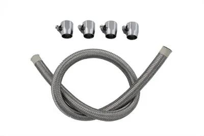 V-Twin Braided Fuel Line Kit with Stainless Steel Line and Chrome End Clamps by V-Twin