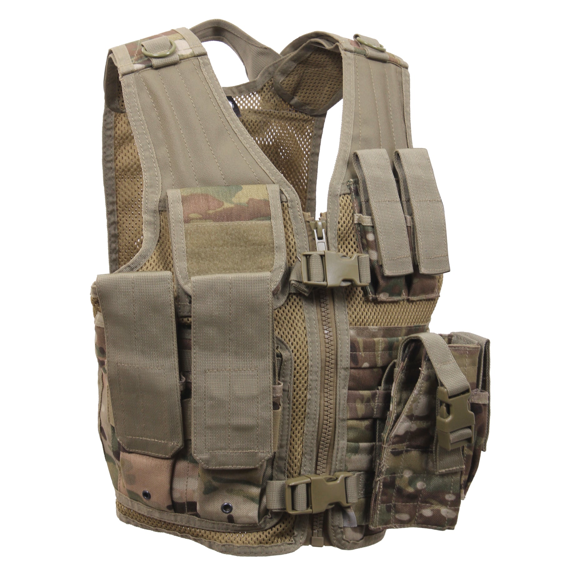 Rothco Kid's Tactical Cross Draw Vest MultiCam - Adjustable Youth Military Vest with MOLLE Compatibility