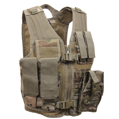 Rothco Kid's Tactical Cross Draw Vest MultiCam - Adjustable Youth Military Vest with MOLLE Compatibility