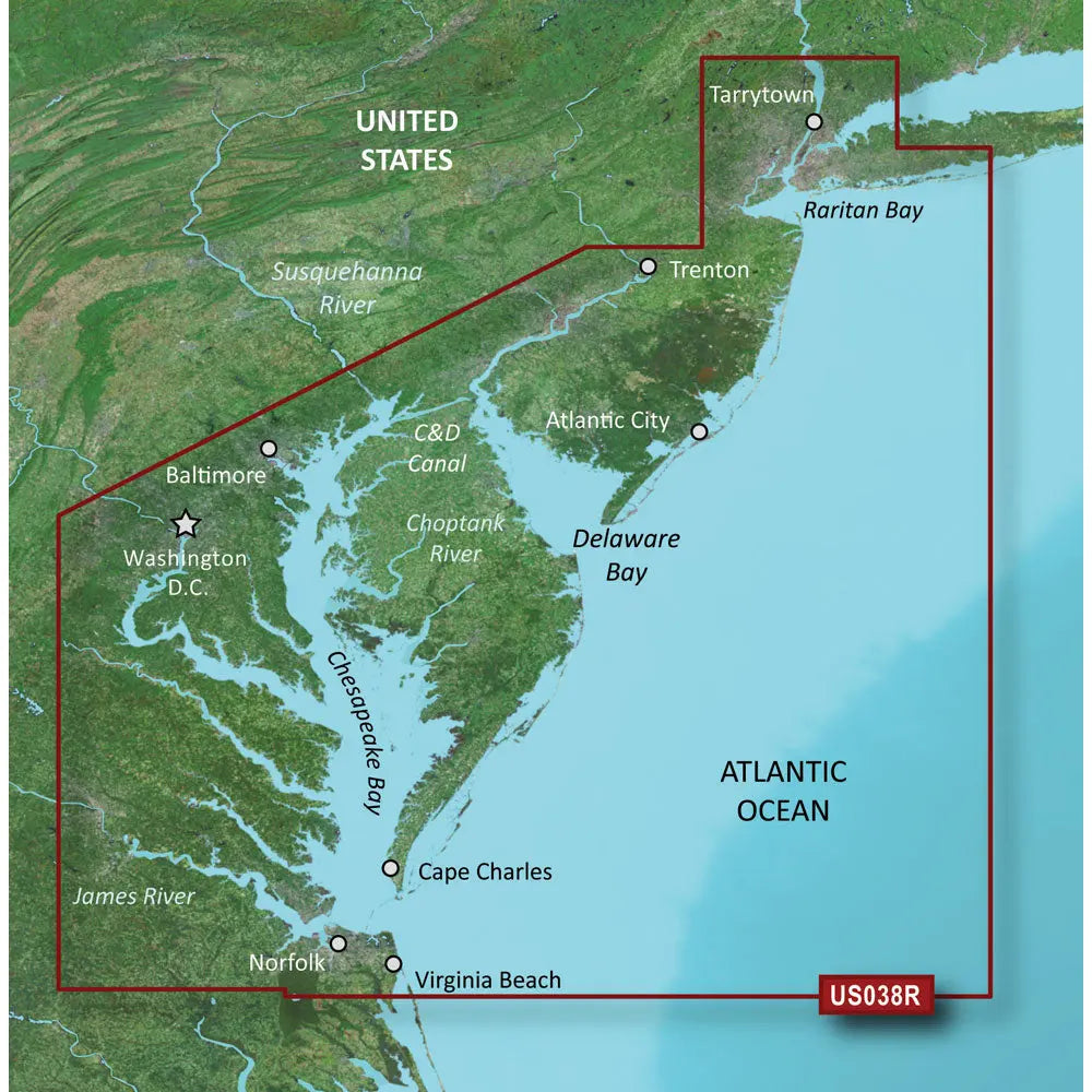 Garmin BlueChart g3 Vision HD - VUS038R Coastal Navigation Chart for New York to Chesapeake on microSD/SD