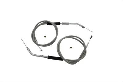 V-Twin 36-0114 Stainless Steel Throttle and Idle Cable Set with 45-Degree Elbow Fitting by V-Twin