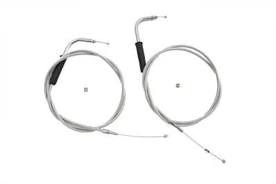 V-Twin 42 inch Stainless Steel Throttle and Idle Cable Set for Harley Davidson FXST by V-Twin