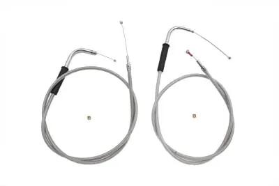 V-Twin 28-0113SP-8 42 Inch Stainless Steel Throttle and Idle Cable Set for Harley Davidson FXST by V-Twin