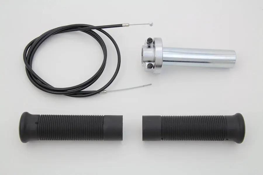 V-Twin 1/4 Inch Turn Fast Throttle Kit with Chrome Twist Grip Housing by V-Twin