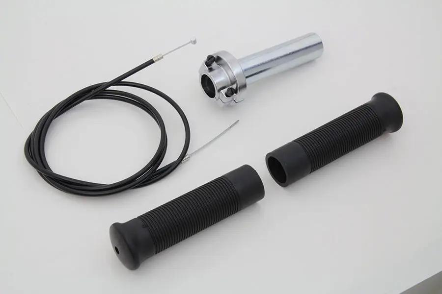 V-Twin 1/4 Inch Turn Fast Throttle Kit with Chrome Twist Grip Housing by V-Twin