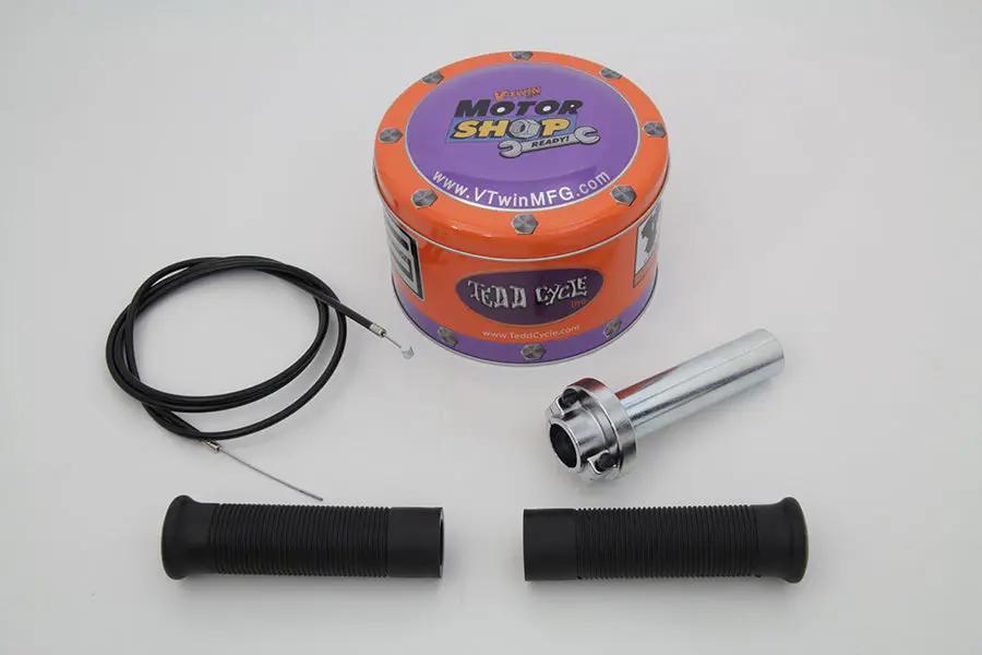 V-Twin 1/4 Inch Turn Fast Throttle Kit with Chrome Twist Grip Housing by V-Twin