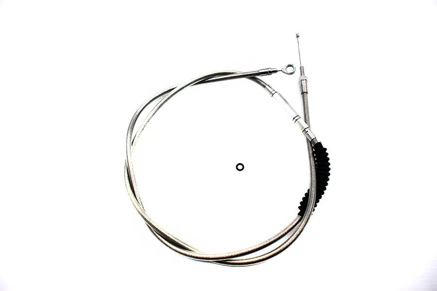 V-Twin 75.25 inch Braided Stainless Steel Clutch Cable for Harley Davidson FLT Models by V-Twin
