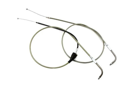 V-Twin 46 Inch Stainless Steel Throttle and Idle Cable Set with Cruise Control Switch for Harley Davidson FLT and FLHTCUI by V-Twin