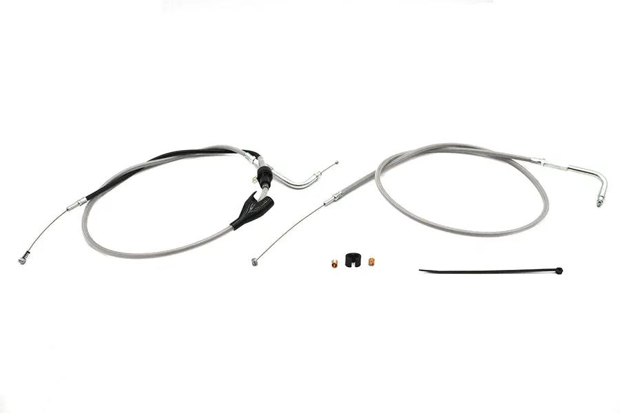 V-Twin 28-0119SPK 43-inch Stainless Steel Throttle and Idle Cable Set with Clear Coating for Harley Davidson FLH Series by V-Twin