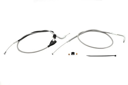 V-Twin 28-0119SPK 43-inch Stainless Steel Throttle and Idle Cable Set with Clear Coating for Harley Davidson FLH Series by V-Twin
