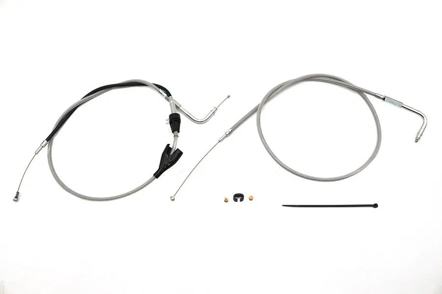 V-Twin 28-0119SPK 43-inch Stainless Steel Throttle and Idle Cable Set with Clear Coating for Harley Davidson FLH Series by V-Twin